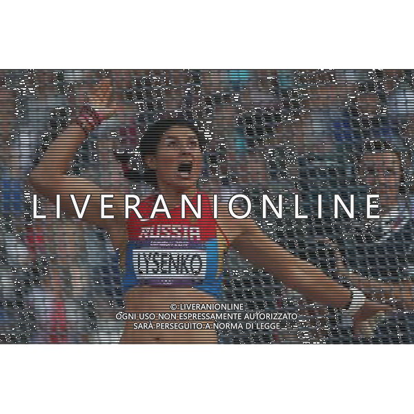 (120810) -- LONDON, Aug. 10, 2012 () -- Tatyana Lysenko of Russia competes during women\'s hammer throw final at London 2012 Olympic Games, London, Britain, Aug. 10, 2012. Tatyana Lysenko won gold medal with a new Olympic record of 78.18 meters.(/Liao Yujie)(zgp) AG ALDO LIVERANI S A S ONLY ITALY