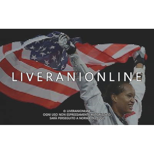 (120810) -- LONDON, Aug. 10, 2012 () -- Paige McPherson of the United States celebrates after winning over Franka Anic of Slovenia during the bronze medal match of women\'s Taekwondo -67kg event at London 2012 Olympic Games in London, Britain, on August 10, 2012. Paige McPherson of the United States won the match and claimed the bronze medal of the event. (/Wang Lili) AG ALDO LIVERANI S A S ONLY ITALY