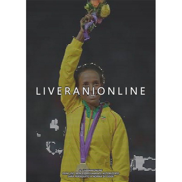 (120810) -- LONDON, Aug. 10, 2012 () -- Meseret Defar of Ethiopia poses at awarding ceremony of women\'s 5000m event at London 2012 Olympic Games, London, Britain, Aug. 10, 2012. (/Gesang Dawa)(zgp) AG ALDO LIVERANI S A S ONLY ITALY