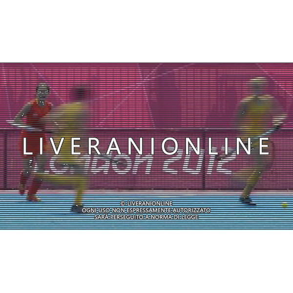 (120810) -- LONDON, Aug. 10, 2012 () -- Players compete during women\'s hockey classification 5th-6th match between China and Australia, at London 2012 Olympic Games in London, Britain, on August 10, 2012. Australia won 2-0. (/Guo Yong) (nxl) ©photoshot/Agenzia Aldo Liverani Sas - ITALY ONLY - GIOCHI OLIMPICI, OLIMPIADI LONDRA 2012