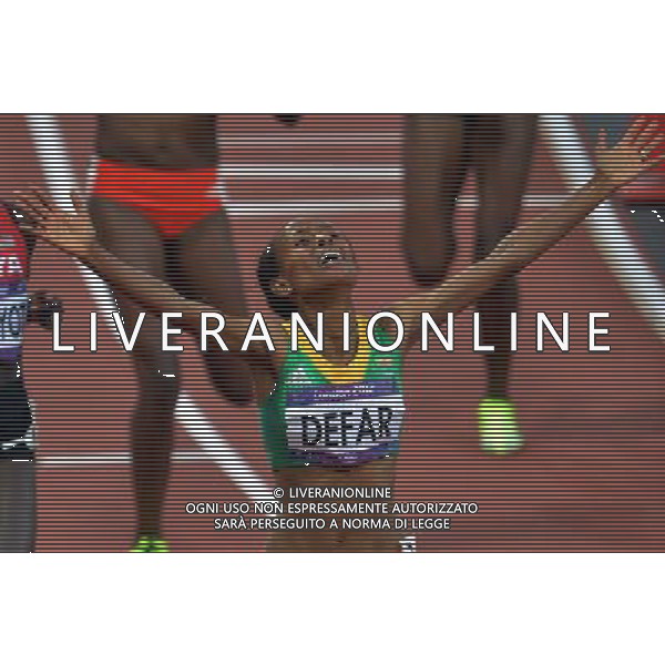 (120810) -- LONDON, Aug. 10, 2012 () -- Meseret Defar of Ethiopia celebrates after women\'s 5000m final at London 2012 Olympic Games, London, Britain, Aug. 10, 2012. Meseret Defar won gold medal with 15:04.25. (/Gong Lei)(zgp) ©photoshot/Agenzia Aldo Liverani Sas - ITALY ONLY - GIOCHI OLIMPICI, OLIMPIADI LONDRA 2012