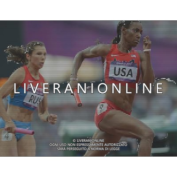 (120810) -- LONDON, Aug. 10, 2012 () -- DeeDee Trotter of USA sprints during women\'s 4x400m relay heat at London 2012 Olympic Games, London, Britain, Aug. 10, 2012. The USA team advanced to final. (/Li Gang)(zgp) ©photoshot/Agenzia Aldo Liverani Sas - ITALY ONLY - GIOCHI OLIMPICI, OLIMPIADI LONDRA 2012