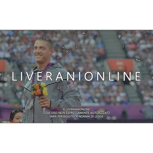 (120810) -- LONDON, Aug. 10, 2012 () -- Silver medalist Trey Hardee of USA poses at awarding ceremony of men\'s decathlon competition, at London 2012 Olympic Games, London, Britain, Aug. 10, 2012. (/Gesang Dawa)(zgp) ©photoshot/Agenzia Aldo Liverani Sas - ITALY ONLY - GIOCHI OLIMPICI, OLIMPIADI LONDRA 2012