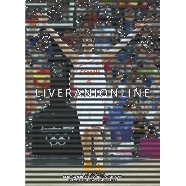 (120810) -- LONDON, Aug. 10, 2012 () -- Pau Gasol of Spain is pictured during men\'s basketball semifinal match between Spain and Russia, at London 2012 Olympic Games in London, Britain, on August 10, 2012. Spain won 67-59. (/Meng Yongmin) (nxl) ©photoshot/Agenzia Aldo Liverani Sas - ITALY ONLY - GIOCHI OLIMPICI, OLIMPIADI LONDRA 2012