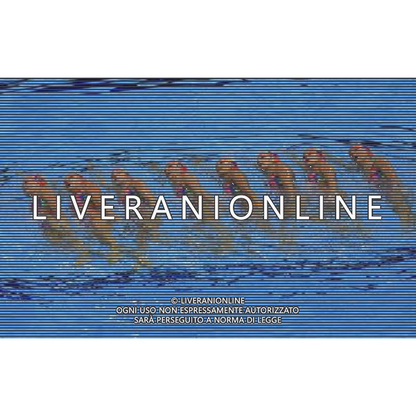 (120810) -- LONDON, Aug. 10, 2012 () -- Members of the Canadian team perform during women\'s Synchronised Swimming teams free routine competition, at London 2012 Olympic Games in London, Britain, on August 10, 2012. The Canadian team finished fourth. (/Ren Zhenglai) (nxl) ©photoshot/Agenzia Aldo Liverani Sas - ITALY ONLY - GIOCHI OLIMPICI, OLIMPIADI LONDRA 2012