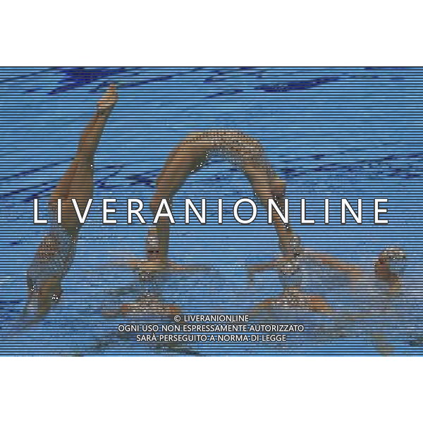 (120810) -- LONDON, Aug. 10, 2012 () -- Members of the Spanish team perform during women\'s Synchronised Swimming teams free routine competition, at London 2012 Olympic Games in London, Britain, on August 10, 2012. The Spanish team won bronze medal. (/Ren Zhenglai) (nxl) ©photoshot/Agenzia Aldo Liverani Sas - ITALY ONLY - GIOCHI OLIMPICI, OLIMPIADI LONDRA 2012