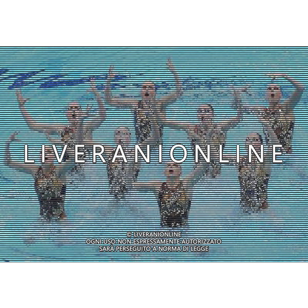 (120810) -- LONDON, Aug. 10, 2012 () -- Members of the Russian team perform during women\'s Synchronised Swimming teams free routine competition, at London 2012 Olympic Games in London, Britain, on August 10, 2012. The Russian team won gold medal. (/Chen Jianli) (nxl) ©photoshot/Agenzia Aldo Liverani Sas - ITALY ONLY - GIOCHI OLIMPICI, OLIMPIADI LONDRA 2012