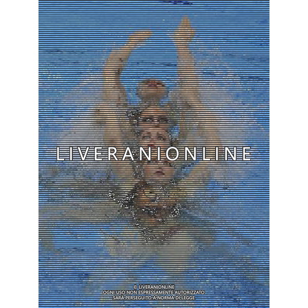 (120810) -- LONDON, Aug. 10, 2012 () -- Members of the Russian team perform during women\'s Synchronised Swimming teams free routine competition, at London 2012 Olympic Games in London, Britain, on August 10, 2012. The Russian team won gold medal. (/Ren Zhenglai) (nxl) ©photoshot/Agenzia Aldo Liverani Sas - ITALY ONLY - GIOCHI OLIMPICI, OLIMPIADI LONDRA 2012