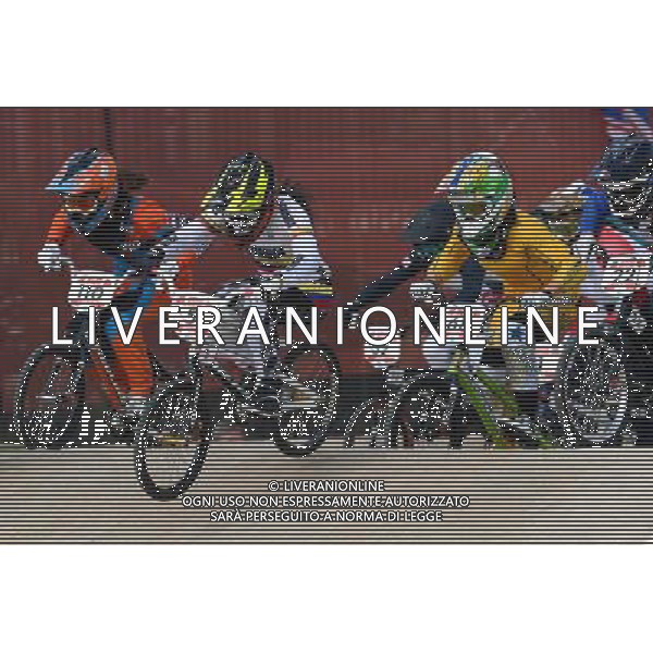 (120810) -- LONDON, Aug. 10, 2012 () -- Mariana Pajon of Colombia (No.5) competes during women\'s cycling BMX competition, at London 2012 Olympic Games in London, Britain, on August 10, 2012. Mariana Pajon of Colombia won gold medal. (/Yang Zongyou) (nxl) ©photoshot/Agenzia Aldo Liverani Sas - ITALY ONLY - GIOCHI OLIMPICI, OLIMPIADI LONDRA 2012