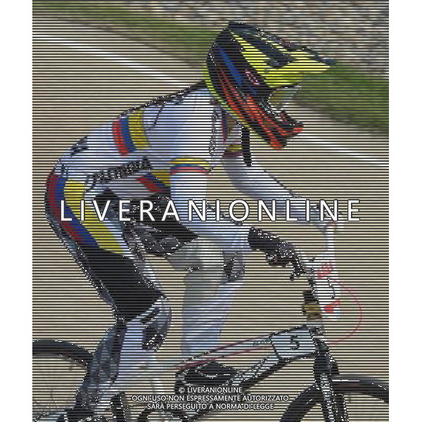 (120810) -- LONDON, Aug. 10, 2012 () -- Mariana Pajon of Colombia (No.5) competes during women\'s cycling BMX competition, at London 2012 Olympic Games in London, Britain, on August 10, 2012. Mariana Pajon of Colombia won gold medal. (/Yang Zongyou) (nxl) ©photoshot/Agenzia Aldo Liverani Sas - ITALY ONLY - GIOCHI OLIMPICI, OLIMPIADI LONDRA 2012