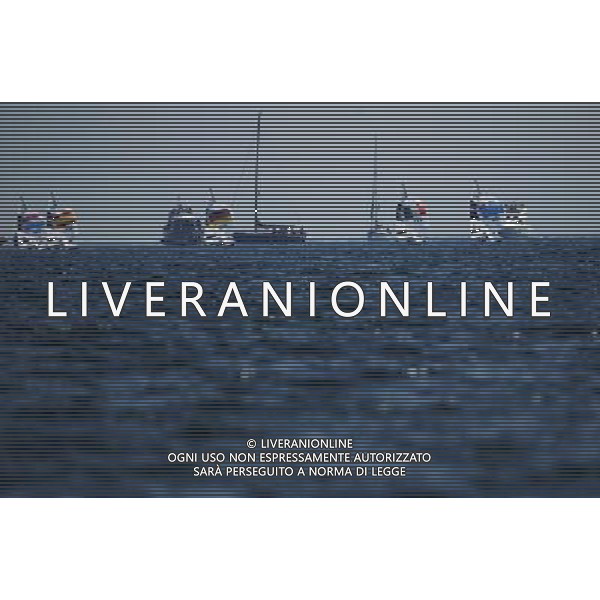 (120810) -- WEYMOUTH, Aug. 10, 2012 () -- Athletes compete in 470 women competition of sailing event, at London 2012 Olympic Games in Weymouth and Portland, Britain, August 10, 2012. Jo Aleh/Olivia Powrie of New Zealand won gold medal. (/Fei Maohua) (zgp) ©photoshot/Agenzia Aldo Liverani Sas - ITALY ONLY - GIOCHI OLIMPICI, OLIMPIADI LONDRA 2012