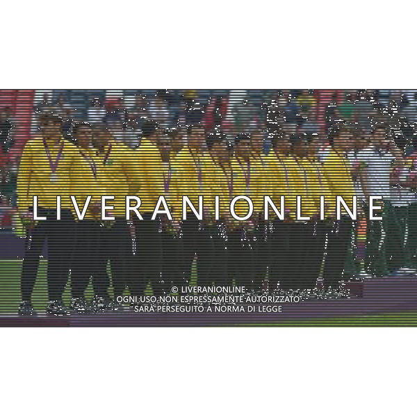 (120811) -- LONDON, Aug. 11, 2012 () -- Silver medalists of Brazil attend awarding ceremony of men\'s football, at London 2012 Olympic Games in London, Britain, on August 11, 2012. (/Li Gang) (zgp) ITALY ONLY - GIOCHI OLIMPICI, OLIMPIADI LONDRA 2012