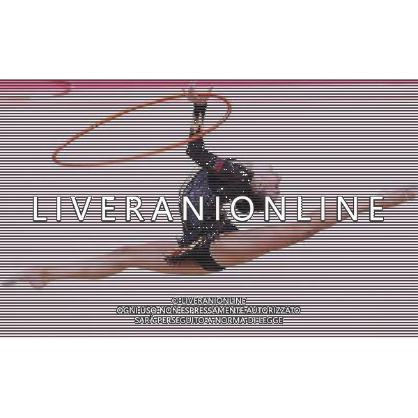 (120811) -- LONDON, Aug. 11, 2012 () -- Liubou Charkashyna of Belarus competes in gymnastics rhythmic individual all-around event, at London 2012 Olympic Games in London, Britain, on August 11, 2012. Liubou Charkashyna won bronze medalist. (/Chen Jianli)(zgp) ITALY ONLY - GIOCHI OLIMPICI, OLIMPIADI LONDRA 2012