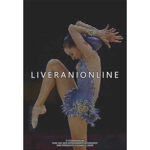 (120811) -- LONDON, Aug. 11, 2012 () -- Liubou Charkashyna of Belarus competes in gymnastics rhythmic individual all-around event, at London 2012 Olympic Games in London, Britain, on August 11, 2012. Liubou Charkashyna won bronze medalist. (/Tao Xiyi)(zgp) ITALY ONLY - GIOCHI OLIMPICI, OLIMPIADI LONDRA 2012