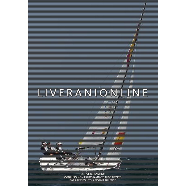 11.08.2012. Weymouth, Dorset, England. The Spanish team compete in Elliott 6m Competition of sailing Event London 2012 Olympic Games The Spanish team Won Gold Medal ITALY ONLY - GIOCHI OLIMPICI, OLIMPIADI LONDRA 2012