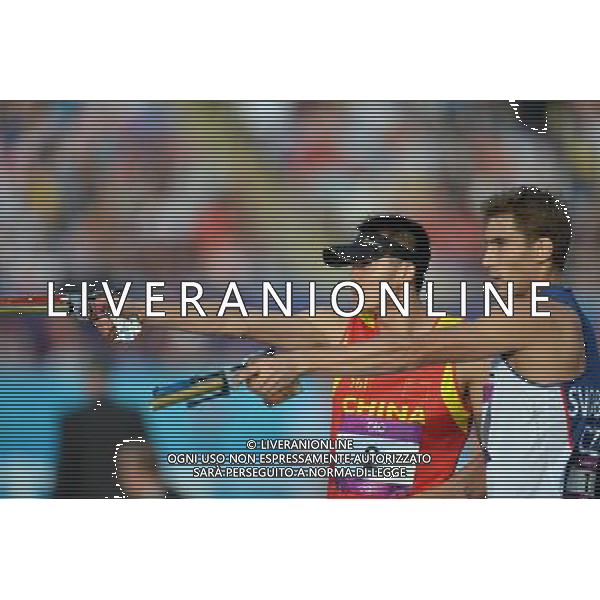 (120811) -- LONDON, Aug. 11, 2012 () -- Cao Zhongrong of China takes part in men\'s Modern Pentathlon combined competition, at London 2012 Olympic Games in London, Britain, on August 11, 2012. Cao Zhongrong of China won silver medal. (/Liu Dawei) (nxl) ITALY ONLY - GIOCHI OLIMPICI, OLIMPIADI LONDRA 2012