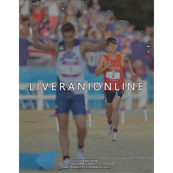 (120811) -- LONDON, Aug. 11, 2012 () -- Cao Zhongrong of China takes part in men\'s Modern Pentathlon combined competition, at London 2012 Olympic Games in London, Britain, on August 11, 2012. Cao Zhongrong of China won silver medal. (/Liu Dawei) (nxl) ITALY ONLY - GIOCHI OLIMPICI, OLIMPIADI LONDRA 2012