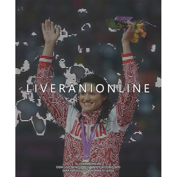 (120811) -- LONDON, Aug. 11, 2012 () -- Gold medalist Tatyana Lysenko of Russia poses at awarding ceremony of women\'s hammer throw final at London 2012 Olympic Games, London, Britain, Aug. 11, 2012.(/Wang Jianhua)(zgp) ITALY ONLY - GIOCHI OLIMPICI, OLIMPIADI LONDRA 2012