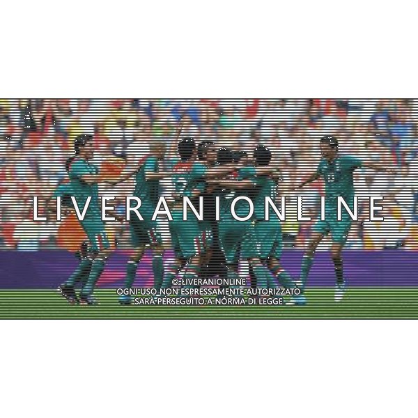 (120811) -- LONDON, Aug. 11, 2012 () -- Mexican players celebrate after men\'s football gold medal match between Brazil and Mexico, at London 2012 Olympic Games in London, Britain, on August 11, 2012. Mexico won the match 2-1 and won gold medal. (/Li Gang) (zgp) ©PHOTOSHOT/Agenzia Aldo Liverani Sas - ITALY ONLY - GIOCHI OLIMPICI, OLIMPIADI LONDRA 2012
