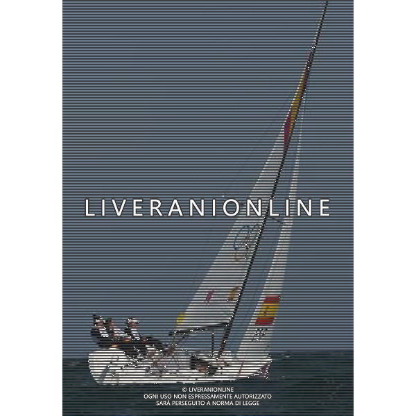(120811) -- LONDON, Aug. 11, 2012 () -- The Spanish team compete in Elliott 6m WMR competition of Sailing event, at London 2012 Olympic Games in Britain, on August 11, 2012. The Spanish team won gold medal. (/Zeng Yi) (nxl) ©PHOTOSHOT/Agenzia Aldo Liverani Sas - ITALY ONLY - GIOCHI OLIMPICI, OLIMPIADI LONDRA 2012