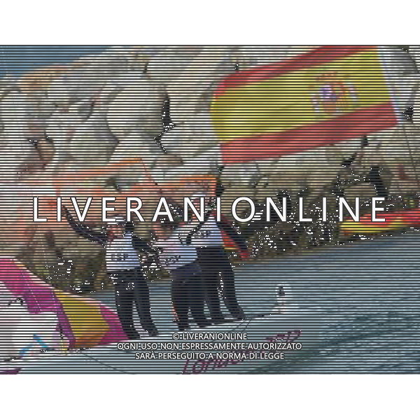 (120811) -- LONDON, Aug. 11, 2012 () -- Members of the Spanish team celebrate after winning in Elliott 6m WMR competition of Sailing event, at London 2012 Olympic Games in Britain, on August 11, 2012. The Spanish team won gold medal. (/Zeng Yi) (nxl) ©PHOTOSHOT/Agenzia Aldo Liverani Sas - ITALY ONLY - GIOCHI OLIMPICI, OLIMPIADI LONDRA 2012