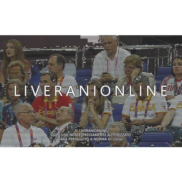 Prince Felipe, Princess Letizia, Queen Sofia and Princess Irene of Greece attend Spain vs Russia basketball match at London 2012 Olympic Games. Photo: PAn / ALFAQUI AG ALDO LIVERANI S A S ONLY ITALY