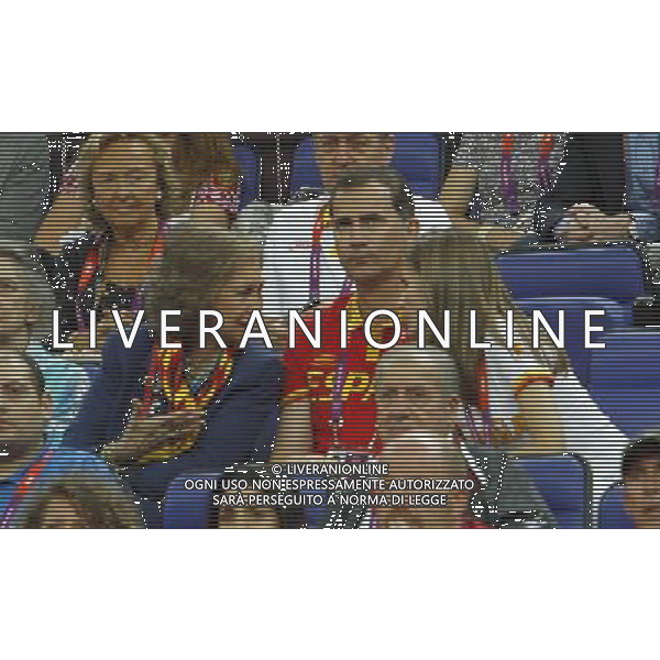 Prince Felipe, Princess Letizia, Queen Sofia and Princess Irene of Greece attend Spain vs Russia basketball match at London 2012 Olympic Games. Photo: PAn / ALFAQUI AG ALDO LIVERANI S A S ONLY ITALY
