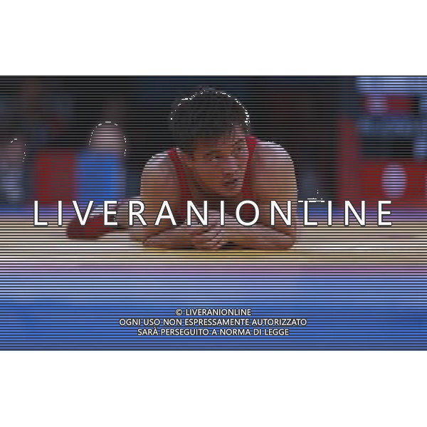 (120811) -- LONDON, Aug. 11, 2012 () -- Ri Jong Myong of the Democratic People\'s Republic of Korea (DPRK) reacts while competing with Besik Kudukhov of Russia during the Men\'s 60kg Freestyle of Wrestling at London 2012 Olympic Games, London, Britain, Aug. 11, 2012. Besik Kudukhov of Russia won the match and advanced to final. (/Ren Zhenglai) ©PHOTOSHOT/Agenzia Aldo Liverani Sas - ITALY ONLY - GIOCHI OLIMPICI, OLIMPIADI LONDRA 2012