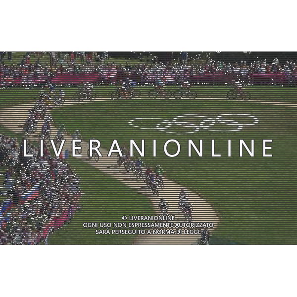 (120811) -- LONDON, Aug. 11, 2012 () -- Cyclers compete in women\'s Cross-country competition of Cycling Mountain Bike event, at London 2012 Olympic Games in London, Britain, on August 11, 2012. Julie Bresset of France won gold medal. (/Wang Shen) (nxl) ©PHOTOSHOT/Agenzia Aldo Liverani Sas - ITALY ONLY - GIOCHI OLIMPICI, OLIMPIADI LONDRA 2012