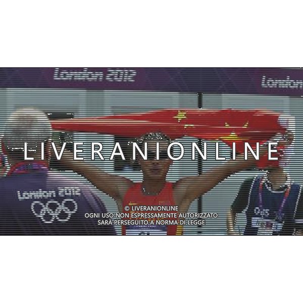 (120811) -- LONDON, Aug. 11, 2012 () -- Si Tianfeng of China celebrates after competing in men\'s 50km race walk contest, at London 2012 Olympic Games in London, Britain, on August 11, 2012. Si Tianfeng of China won bronze medal. (/Gesang Dawa) (nxl) ©PHOTOSHOT/Agenzia Aldo Liverani Sas - ITALY ONLY - GIOCHI OLIMPICI, OLIMPIADI LONDRA 2012