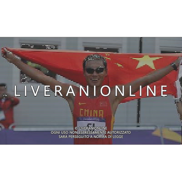 (120811) -- LONDON, Aug. 11, 2012 () -- Si Tianfeng of China celebrates after competing in men\'s 50km race walk contest, at London 2012 Olympic Games in London, Britain, on August 11, 2012. Si Tianfeng of China won bronze medal. (/Gesang Dawa) (nxl) ©PHOTOSHOT/Agenzia Aldo Liverani Sas - ITALY ONLY - GIOCHI OLIMPICI, OLIMPIADI LONDRA 2012