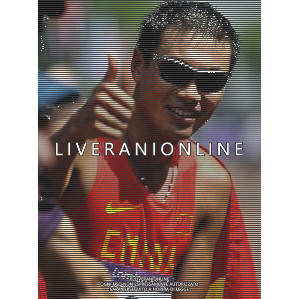 (120811) -- LONDON, Aug. 11, 2012 () -- Si Tianfeng of China celebrates after competing in men\'s 50km race walk contest, at London 2012 Olympic Games in London, Britain, on August 11, 2012. Si Tianfeng of China won bronze medal. (/Gesang Dawa) (nxl) ©PHOTOSHOT/Agenzia Aldo Liverani Sas - ITALY ONLY - GIOCHI OLIMPICI, OLIMPIADI LONDRA 2012