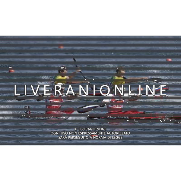 (120811) -- LONDON, Aug. 11, 2012 () -- Yury Postrigay and Alexander Dyachenko of Russia compete in men\'s kayak double (K2) 200m competition of Canoe Sprint event, at London 2012 Olympic Games in London, Britain, on August 11, 2012. Yury Postrigay and Alexander Dyachenko of Russia won gold medal. (/Shen Bohan) (nxl) ©PHOTOSHOT/Agenzia Aldo Liverani Sas - ITALY ONLY - GIOCHI OLIMPICI, OLIMPIADI LONDRA 2012