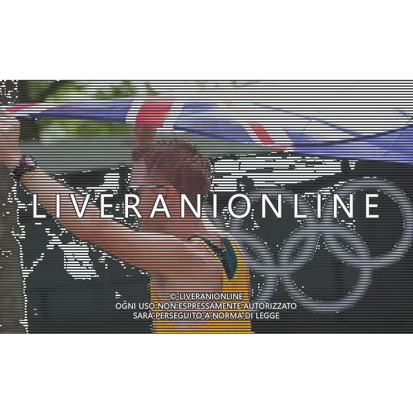 (120811) -- LONDON, Aug. 11, 2012 () -- Jared Tallent of Australia celebrates after competing in men\'s 50km race walk contest, at London 2012 Olympic Games in London, Britain, on August 11, 2012. Jared Tallent of Australia won silver medal. (/Yin Gang) (nxl) ©PHOTOSHOT/Agenzia Aldo Liverani Sas - ITALY ONLY - GIOCHI OLIMPICI, OLIMPIADI LONDRA 2012