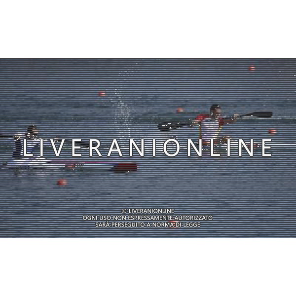 (120811) -- LONDON, Aug. 11, 2012 () -- Ed McKeever of Britain (L) and Saul Craviotto Rivero of Spain compete in men\'s kayak single (K1) 200m competition of Canoe Sprint event, at London 2012 Olympic Games in London, Britain, on August 11, 2012. Ed McKeever of Britain won gold medal. Saul Craviotto Rivero of Spain won silver medal. (/Shen Bohan) (nxl) ©PHOTOSHOT/Agenzia Aldo Liverani Sas - ITALY ONLY - GIOCHI OLIMPICI, OLIMPIADI LONDRA 2012