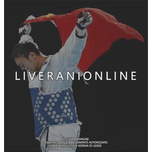 (120811) -- LONDON, Aug. 11, 2012 () -- Liu Xiaobo of China (blue) celebrates after winning over Bahri Tanrikulu of Turkey during the bronze medal match of men\'s +80kg Taekwondo at London 2012 Olympic Games, London, Britain, Aug. 11, 2012. Liu Xiaobo of China won the match and claimed the bronze medal of the event. (/Wang Lili) ©PHOTOSHOT/Agenzia Aldo Liverani Sas - ITALY ONLY - GIOCHI OLIMPICI, OLIMPIADI LONDRA 2012