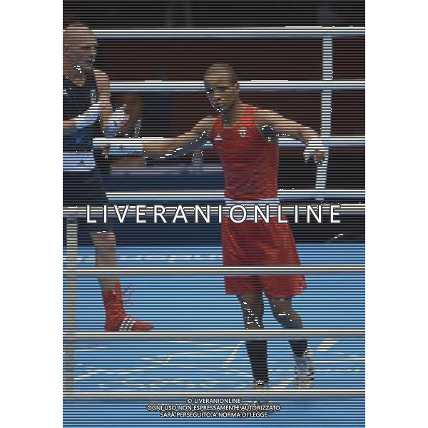 (120811) -- LONDON, Aug. 11, 2012 () -- Roniel Iglesias Sotolongo of Cuba (red) celebrates after winning over Denys Berinchyk of Ukraine during men\'s boxing light welter (64kg) gold medal match, at London 2012 Olympic Games in London, Britain, on August 11, 2012. Roniel Iglesias Sotolongo of Cuba won the gold medal of the event. (/Guo Yong) ©PHOTOSHOT/Agenzia Aldo Liverani Sas - ITALY ONLY - GIOCHI OLIMPICI, OLIMPIADI LONDRA 2012
