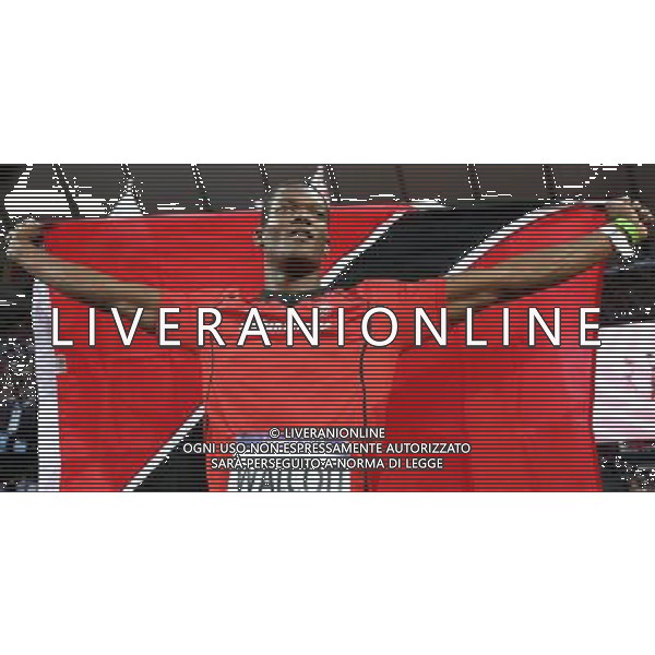 (120811) -- LONDON, Aug. 11, 2012 () -- Keshorn Walcott of Trinidad and Tobago celebrates after men\'s javelin throw final at London 2012 Olympic Games, London, Britain, Aug. 11, 2012. Keshorn Walcott of Trinidad and Tobago won gold medal. (/Liao Yujie)(zgp) ©PHOTOSHOT/Agenzia Aldo Liverani Sas - ITALY ONLY - GIOCHI OLIMPICI, OLIMPIADI LONDRA 2012