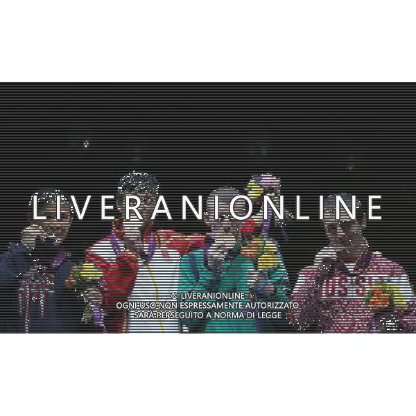 (120811) -- LONDON, Aug. 11, 2012 () -- Gold medalist Zhou Shiming of China (2nd L), silver medalist Kaeo Pongprayoon of Thailand (1st L), bronze medalists Paddy Barnes of Iran (2nd R) and David Ayrapetyan of Russia pose at the awarding ceremony of men\'s boxing light fly (49kg) at London 2012 Olympic Games in London, Britain, on August 11, (/Wang Shen) ©PHOTOSHOT/Agenzia Aldo Liverani Sas - ITALY ONLY - GIOCHI OLIMPICI, OLIMPIADI LONDRA 2012