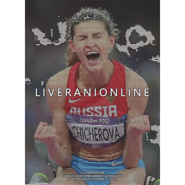 (120811) -- LONDON, Aug. 11, 2012 () -- Anna Chicherova of Russia celebrates after women\'s high jump final at London 2012 Olympic Games, London, Britain, Aug. 11, 2012. Anna Chicherova of Russia won gold medal with 2.05 meters. (/Liao Yujie)(zgp) ©PHOTOSHOT/Agenzia Aldo Liverani Sas - ITALY ONLY - GIOCHI OLIMPICI, OLIMPIADI LONDRA 2012