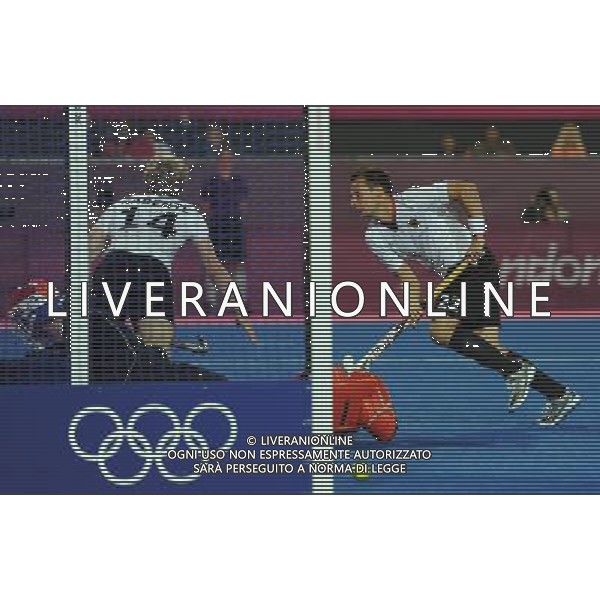 (120811) -- LONDON, Aug. 11, 2012 () -- Matthias Witthaus of Germany (R) vies for the ball during the gold medal match of men\'s Hockey between the Netherlands and Germany at London 2012 Olympic Games, London, Britain, Aug. 11, 2012. Germany won the match 2-1 and claimed the gold medal. (/Wang Yuguo) ©PHOTOSHOT/Agenzia Aldo Liverani Sas - ITALY ONLY - GIOCHI OLIMPICI, OLIMPIADI LONDRA 2012