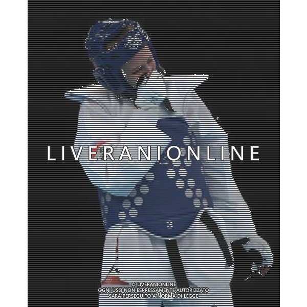 (120811) -- LONDON, Aug. 11, 2012 () -- Anastasia Baryshnikova of Russia celebrates after winning over Lee In Jong of South Korea during the bronze medal match of women\'s +67kg Taekwondo at London 2012 Olympic Games, London, Britain, Aug. 11, 2012. Anastasia Baryshnikova of Russia won the match and claimed the bronze medal of the event. (/Wang Lili) ©PHOTOSHOT/Agenzia Aldo Liverani Sas - ITALY ONLY - GIOCHI OLIMPICI, OLIMPIADI LONDRA 2012