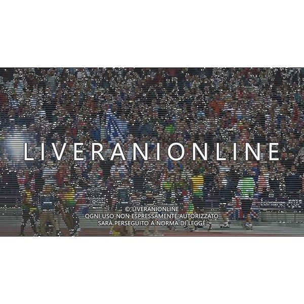 (120811) -- LONDON, Aug. 1, 2012 () -- Usain Bolt (3rd R, front) of Jamaica celebrates after men\'s 4x100m relay final at London 2012 Olympic Games, London, Britain, Aug. 11, 2012. The Jamaican team won gold medal with a new world record of 36.84. (/Li Gang)(zgp) ©PHOTOSHOT/Agenzia Aldo Liverani Sas - ITALY ONLY - GIOCHI OLIMPICI, OLIMPIADI LONDRA 2012