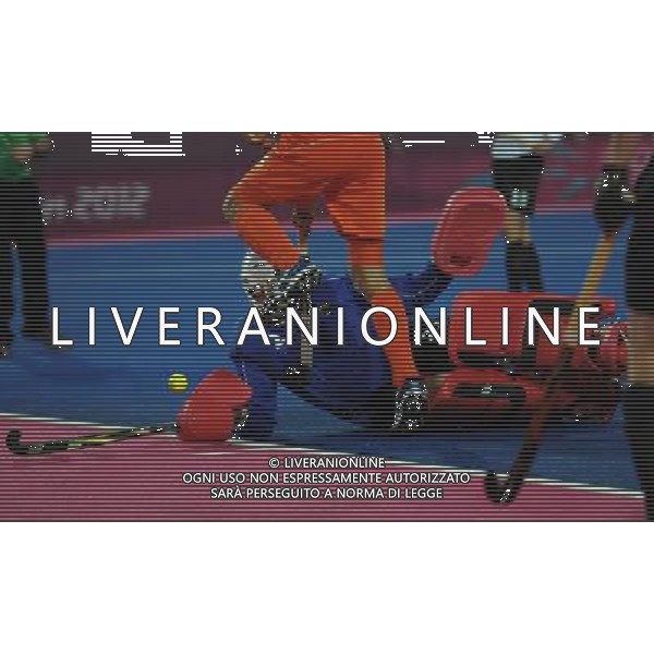 (120811) -- LONDON, Aug. 11, 2012 () -- German goalkeeper Max Weinhold dives for the ball during the gold medal match of men\'s Hockey between the Netherlands and Germany at London 2012 Olympic Games, London, Britain, Aug. 11, 2012. (/Wang Yuguo) ©PHOTOSHOT/Agenzia Aldo Liverani Sas - ITALY ONLY - GIOCHI OLIMPICI, OLIMPIADI LONDRA 2012