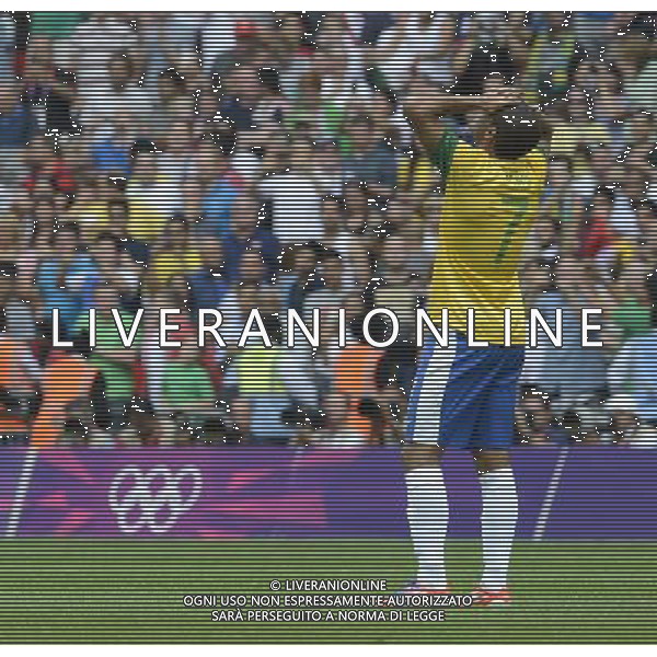 (120811) -- LONDON, Aug. 11, 2012 () -- Lucas Rodrigues Moura Silva of Brazil reacts after men\'s football gold medal match between Brazil and Mexico, at London 2012 Olympic Games in London, Britain, on August 11, 2012. Mexico won 2-1 and claimed the gold medal. (/Qi Heng) ©PHOTOSHOT/Agenzia Aldo Liverani Sas - ITALY ONLY - GIOCHI OLIMPICI, OLIMPIADI LONDRA 2012