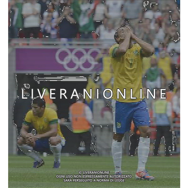 (120811) -- LONDON, Aug. 11, 2012 () -- Lucas Rodrigues Moura Silva of Brazil reacts after men\'s football gold medal match between Brazil and Mexico, at London 2012 Olympic Games in London, Britain, on August 11, 2012. Mexico won 2-1 and claimed the gold medal. (/Qi Heng) ©PHOTOSHOT/Agenzia Aldo Liverani Sas - ITALY ONLY - GIOCHI OLIMPICI, OLIMPIADI LONDRA 2012