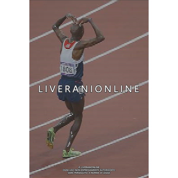 (120811) -- LONDON, Aug. 11, 2012 () -- Mohamed Farah of Britain celebrates after men\'s 5000m final at London 2012 Olympic Games, London, Britain, Aug. 11, 2012. Mohamed Farah won gold medal with 13:41.66. (/Qi Heng)(zgp) ©PHOTOSHOT/Agenzia Aldo Liverani Sas - ITALY ONLY - GIOCHI OLIMPICI, OLIMPIADI LONDRA 2012