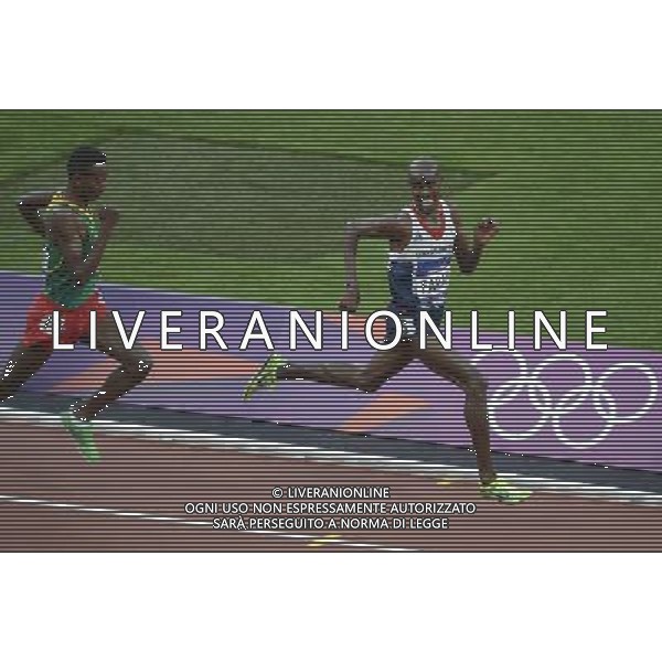 (120811) -- LONDON, Aug. 11, 2012 () -- Mohamed Farah of Britain competes in men\'s 5000m final at London 2012 Olympic Games, London, Britain, Aug. 11, 2012. Mohamed Farah won gold medal with 13:41.66. (/Qi Heng)(zgp) ©PHOTOSHOT/Agenzia Aldo Liverani Sas - ITALY ONLY - GIOCHI OLIMPICI, OLIMPIADI LONDRA 2012