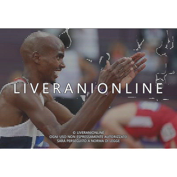(120811) -- LONDON, Aug. 11, 2012 () -- Mohamed Farah of Britain celebrates after men\'s 5000m final at London 2012 Olympic Games, London, Britain, Aug. 11, 2012. Mohamed Farah won gold medal with 13:41.66. (/Liao Yujie)(zgp) ©PHOTOSHOT/Agenzia Aldo Liverani Sas - ITALY ONLY - GIOCHI OLIMPICI, OLIMPIADI LONDRA 2012