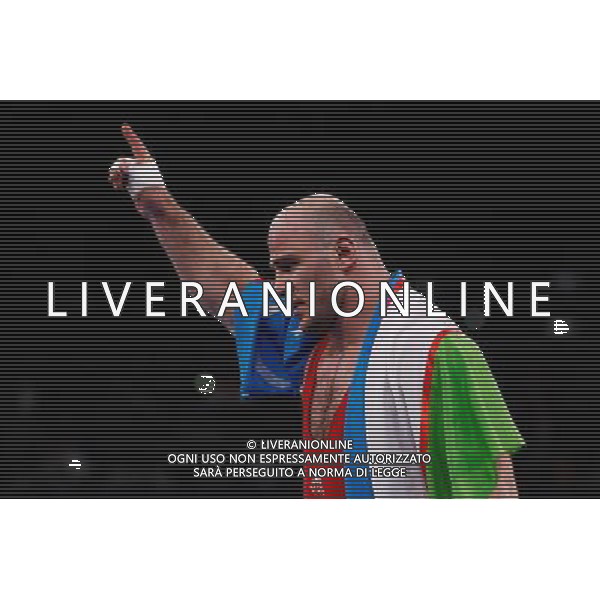 (120811) -- LONDON, Aug. 11, 2012 () -- Artur Taymazov of Uzbekistan celebrates after winning over Davit Modzmanashvili of Georgia during the Men\'s 120kg Freestyle gold medal match of Wrestling at London 2012 Olympic Games, London, Britain, Aug. 11, 2012. Artur Taymazov of Uzbekistan won the match and claimed the gold medal of the event. (/Jin Liwang) ©PHOTOSHOT/Agenzia Aldo Liverani Sas - ITALY ONLY - GIOCHI OLIMPICI, OLIMPIADI LONDRA 2012